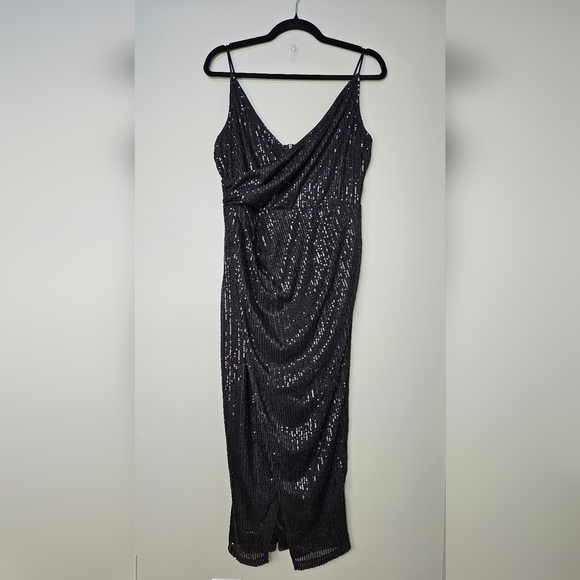 Area Stars Black Sequin Sleeveless Midi Dress, Women's Size Large - Picture 3 of 11